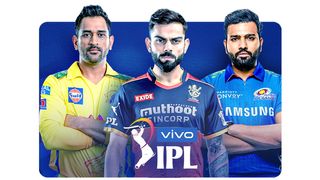 IPL 유니폼을 입은 MS Dhoni, Virat Kohli 및 Rohit Sharma