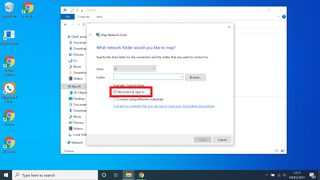Windows 10에서 네트워크 드라이브 매핑 - 로그인 시 다시 연결 선택