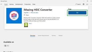 HEIC 파일을 JPEG로 변환하는 방법 1단계: Microsoft Store에서 iMazing HEIC Converter를 찾아 다운로드를 클릭합니다.