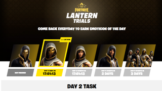 Fortnite Lantern 평가판 일일 챌린지 로그 페이지