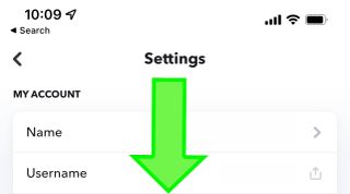 Snapchat에서 다크 모드를 사용하는 방법 3단계: 아래로 스크롤