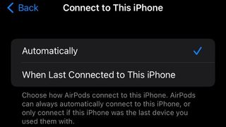 설정에서 AirPods 자동 장치 페어링 토글