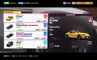 경매 중인 Forza Horizon 5 자동차