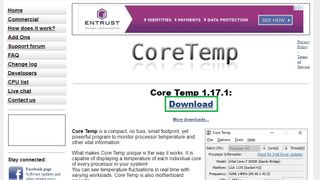 PC의 CPU 온도를 확인하는 방법 1단계: Core Temp 웹사이트로 이동하여 다운로드를 클릭합니다.