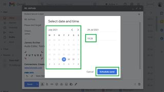 데스크톱의 Gmail에서 이메일을 예약하는 방법 4단계: 날짜와 시간을 선택한 다음 보내기 예약을 클릭합니다.