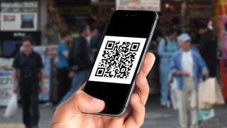 iPhone 화면의 QR 코드