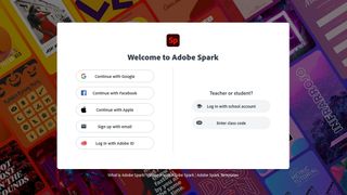 Adobe Spark의 로그인 및 가입 페이지