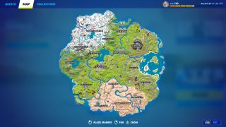 전체 미니맵을 보여주는 Fortnite 지도