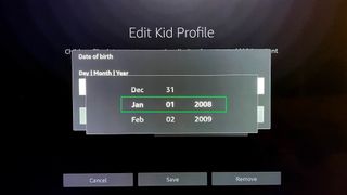 Fire TV 프로필을 추가하는 방법 - 생년월일 입력