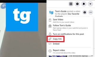 데스크톱에서 Facebook 동영상을 다운로드하는 방법 - 링크 복사