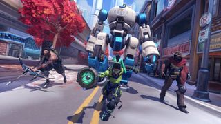 Overwatch 2 베타 등록: Hanzo, Lucio 및 Cassidy가 Push에서 로봇을 호위합니다.