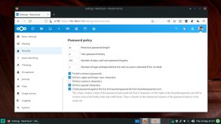 Nextcloud 관리 인터페이스의 암호 정책 옵션 스크린샷