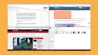 Windows 10에서 화면이 4개로 분할됨