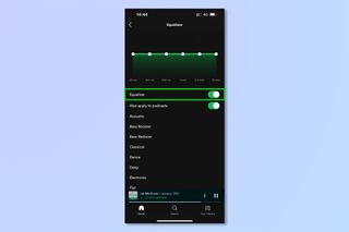 iOS 및 Android에서 Spotify 이퀄라이저를 사용하는 데 필요한 단계를 보여주는 스크린샷