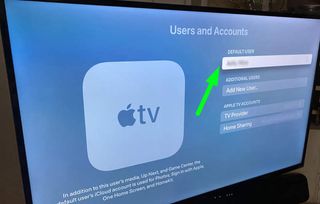 Apple TV 4K 사용자 및 계정 화면