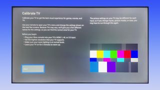 TV 보정 메뉴를 보여주는 Xbox Series X의 스크린샷