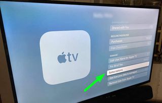 Apple TV 설정 사용자 구독 페이지