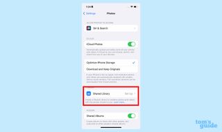 iOS 16의 iCloud 공유 사진 라이브러리 설정