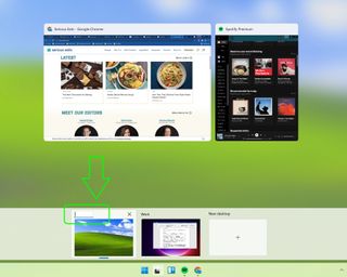 원래 이름을 클릭하면 데스크톱의 새 이름을 입력할 수 있는 빈 필드가 표시되는 Windows 11 작업 보기