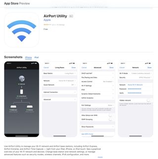 Airport Utility 페이지가 있는 App Store