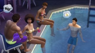 The Sims 4 치트 - 수영장 안팎에서 휴식을 취하는 심 그룹