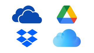 Dropbox, OneDrive, Google Drive 및 iCloud 로고