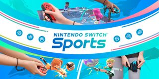 다양한 스포츠에 사용되는 조이콘을 보여주는 Nintendo Switch Sports 키트 아트