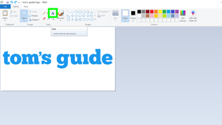 Microsoft 그림판에서 이미지를 편집하는 방법 - Microsoft 그림판에서 선택된 "텍스트" 도구의 스크린샷