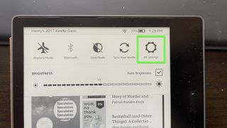 "모든 설정"이 강조 표시된 Kindle Oasis