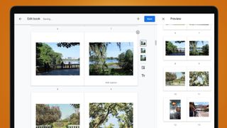 Google 포토 도서 편집기를 보여주는 노트북 화면