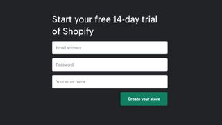 Shopify의 무료 평가판 페이지