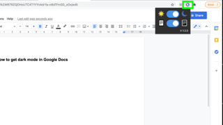 Google Docs에서 다크 모드를 사용하는 방법 - 다크 모드를 켜는 데 사용되는 Google Docs 다크 모드 Chrome 확장 프로그램의 스크린샷