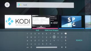 Android TV 화면에서 Kodi를 찾는 스크린샷