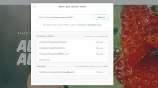 도메인 이름에 대한 Weebly의 옵션 메뉴