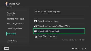 Nintendo Switch에서 친구를 추가하는 방법 - 친구 코드 검색