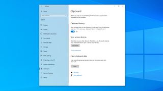 클립보드 기록 기능을 전환하는 Windows 10 설정 메뉴