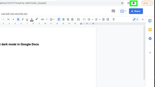 Google 문서도구에서 다크 모드를 얻는 방법 - 확장 프로그램 메뉴를 열기 위해 Google 크롬에서 선택되는 직소 아이콘의 스크린샷