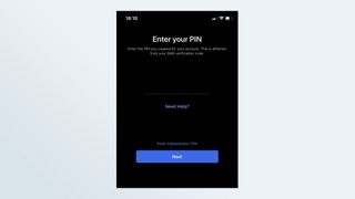 Signal iOS 앱의 PIN 생성 페이지 스크린샷.