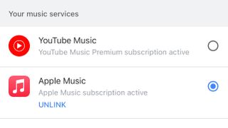 이제 Apple Music이 Google 계정에 연결되었습니다.