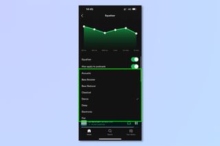 iOS 및 Android에서 Spotify 이퀄라이저를 사용하는 데 필요한 단계를 보여주는 스크린샷