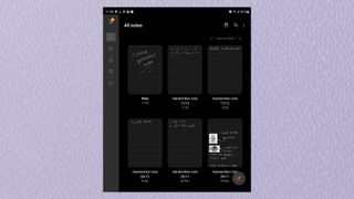 필기 노트 목록을 보여주는 Samsung Galaxy Z Fold3의 스크린샷