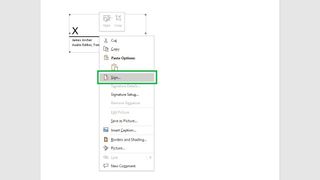 Word 문서에 서명하는 방법 7단계: 서명란을 마우스 오른쪽 버튼으로 클릭한 다음 서명을 클릭합니다.