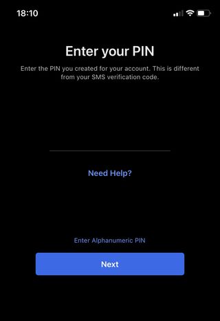 Signal iOS 앱의 PIN 생성 페이지 스크린샷.