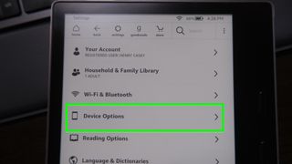 Kindle이 인터넷 액세스를 잃을지 확인하는 방법: 장치 옵션 탭하기
