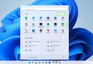 Windows 11 시작 메뉴의 이미지