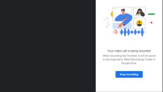 녹음을 시작하려고 할 때 Google Meet의 텍스트 블록