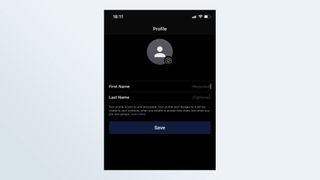 iOS Signal 앱에서 계정을 생성할 때 사용되는 이름 입력 페이지의 스크린샷.