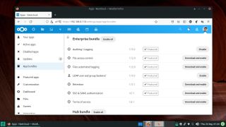 Nextcloud 관리 인터페이스의 추가 앱 목록 스크린샷