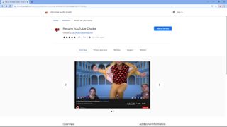 Return YouTube Dislike 확장 프로그램 페이지의 Google Chrome 웹스토어를 보여주는 이미지