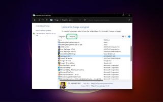 Windows 11 제어판에서 제거하도록 강조 표시된 프로그램